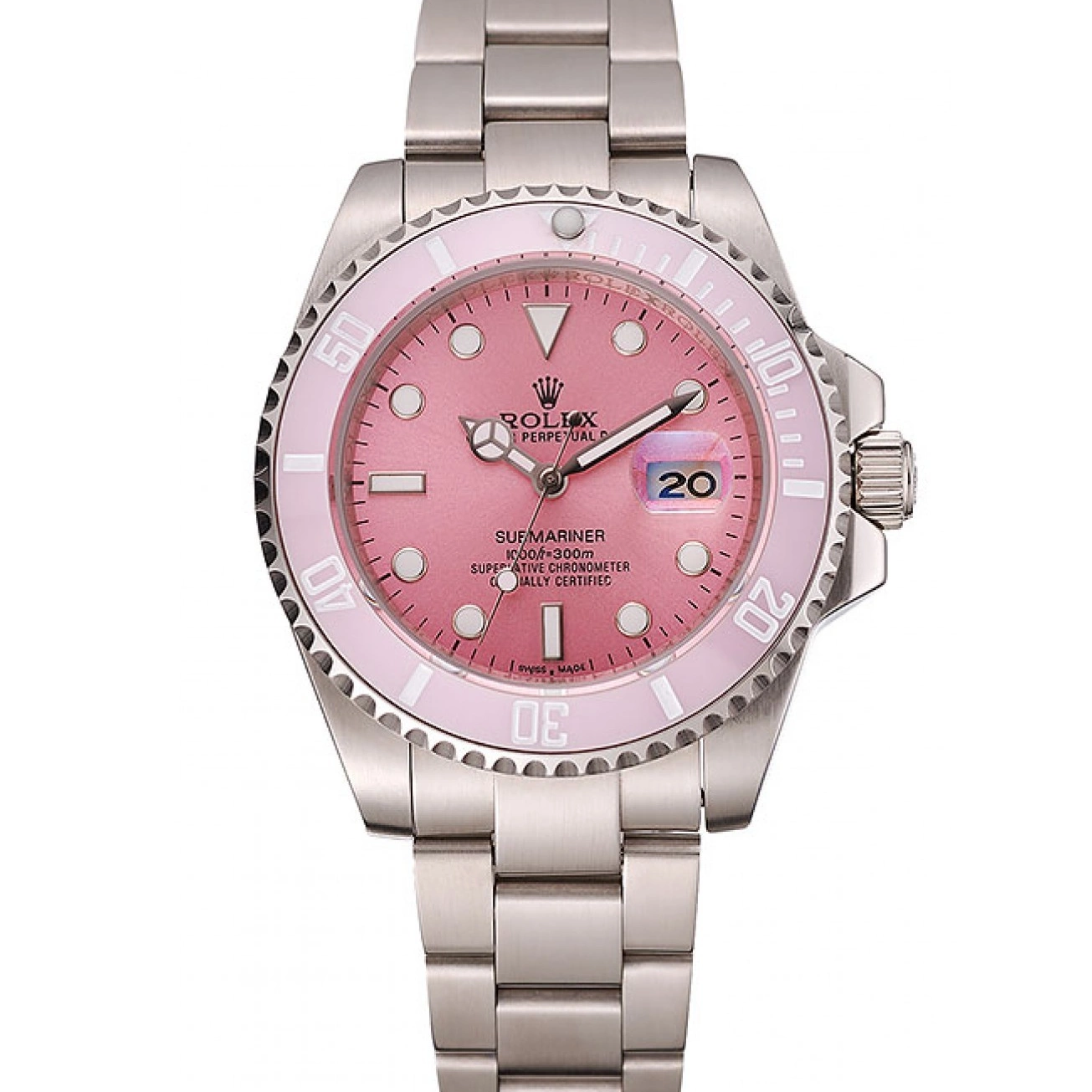 Submariner Stainless Bracelet Dial Steel Pink Rolex Bezel 1453980 Swiss Pink 0816